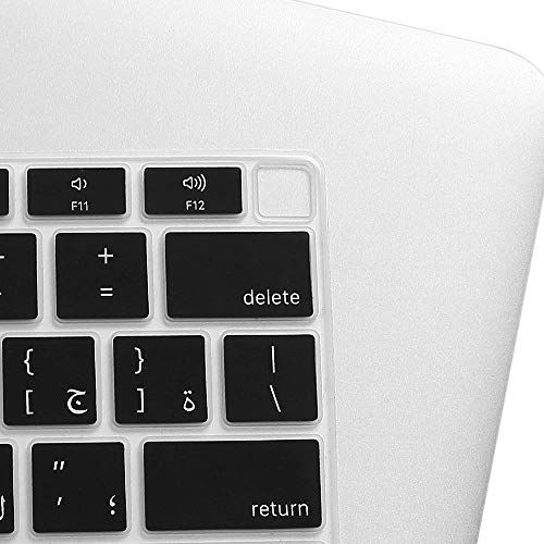 ProElife Keyboard Cover with Touch ID for MacBook Air 13-in A2337, Arabic | Black, U.S Layout, Non-interference Design for ID Key, Dust-proof, Silicone Protective Skin, Custom Fit, Washable & Reusable - color: Black-Arabic