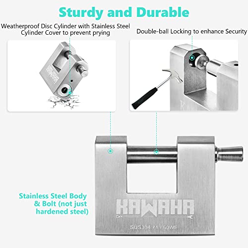 71/60-4PS Stainless Steel D-Shaped Padlock with Stainless Steel Key for Garage Door, Containers, Shed, Locker and Warehouse (2-3/4 inch, Keyed Alike - 4 Pack) - color: Keyed Alike - 4 Pack, size: 2-3/4 Inch