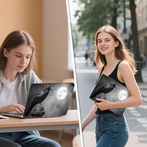 Universal Laptop Skin Sticker Decal, 12"-15.6" Aesthetic Vinyl Wrap, Raven Moon Night Waterproof Notebook Cover Art Protector for MacBook HP Dell Lenovo, Fits 13" 14" 15" 15.6" - color: Raven Moon Night