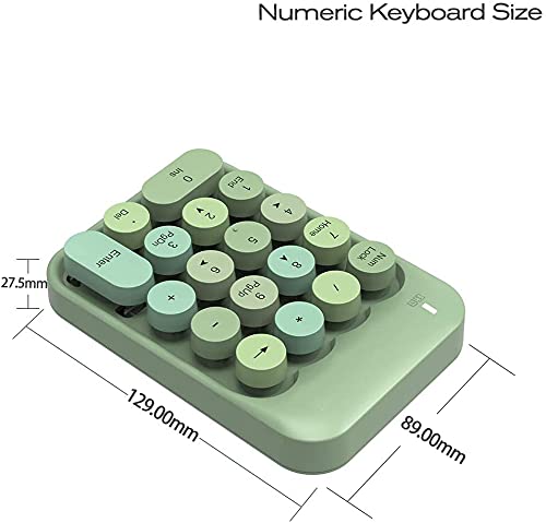 FELICON Wireless Numeric Keypad 18 Keys with 2.4Ghz USB Receiver-Green Mix | Colorful Round Keycap,Mini Portable Silent Number Pad,Financial Accounting Membrane Keyboard Extensions for Laptop Desktop PC - color: Green Mix