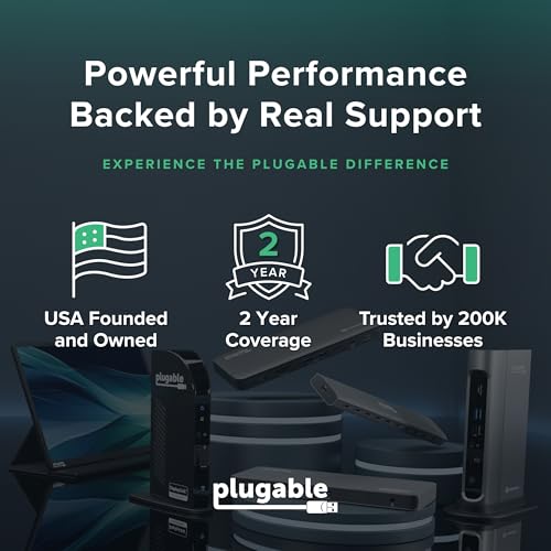 Plugable Dual HDMI Monitor Adapter for M1-M5 & Neo macOS, Windows, ChromeOS - USB-C, Thunderbolt, USB 3.0 Compatible, Supports 2 Displays at 1080p 60Hz, SMI Driver Required