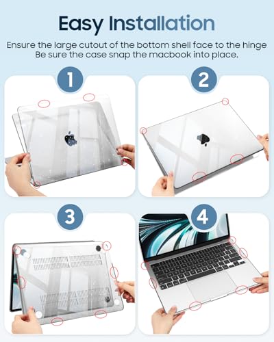 Fintie Case for MacBook Air 13 inch A3449/A3240/A3113/A2681 2022-2026 | M2/M3/M4/M5, Snap On Hard Shell, Full Port Access, Easy On/Off, Lightweight, Glittering Clear - color: Glittering Orange