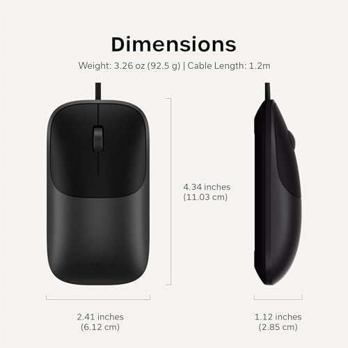 Satechi Slim LX Wired Mouse, Aluminum USB-C Design, Space Black | Quiet click performance, for Mac and PC setups - color: Space Black