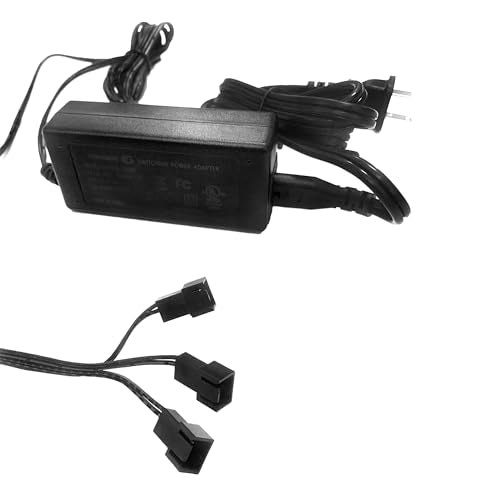 3A 100-240v AC to 12v DC Three (3) Fan Power Supply