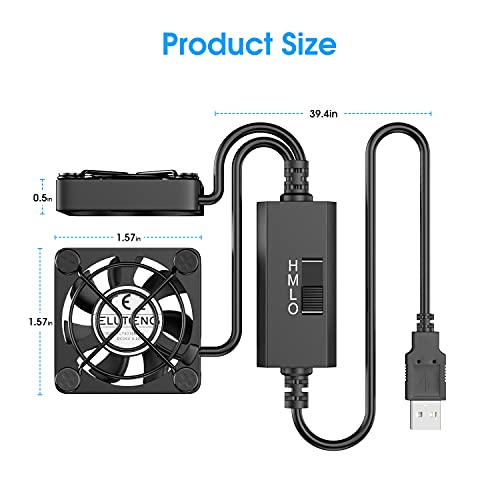 ELUTENG Dual 40mm USB Fan with 3 Speeds Adjustable 5V PC Fan Max 5500RPM | 40mm * 40mm * 25mm Mini Case Fan Quiet Computer Fan Compatible for PC, TV Box, Router, Xbox, PlayStation - size: 40mm