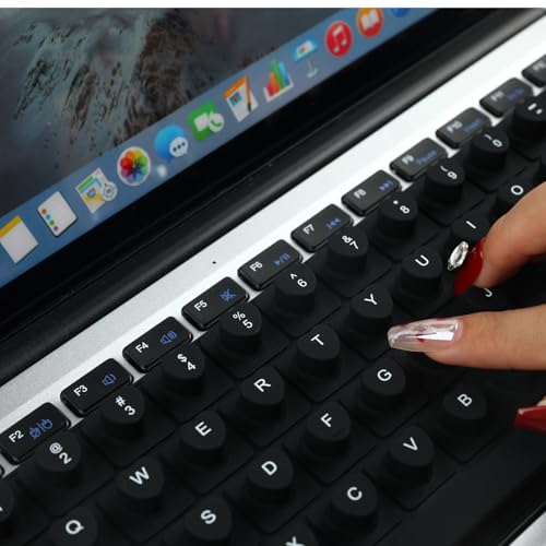 Allinside Keyboard Cover for Long Nails, Compatible with MacBook Neo A18 Pro & MacBook Pro 13/14/16 (2021–2024) & MacBook Air 13/15 (2020–2024), Raised Heart-Shaped Silicone Skin, Black - color: Black