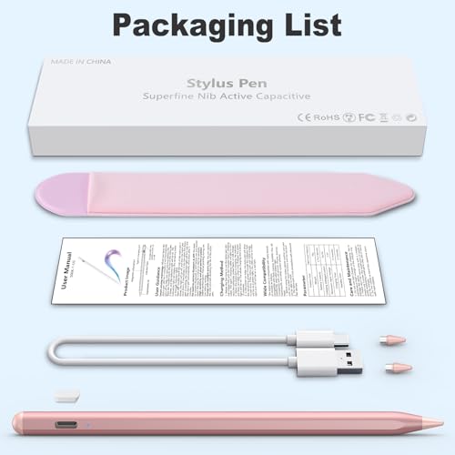 COO Universal Active Stylus Pen for iOS, Android & Samsung Touch Screens | Smart Digital Stylus for Lenovo/Vivo/Mi/HUAWEI Tablets, iPhone/Samsung/Pixel Phones for Drawing, Rose Gold - color: Rose Gold
