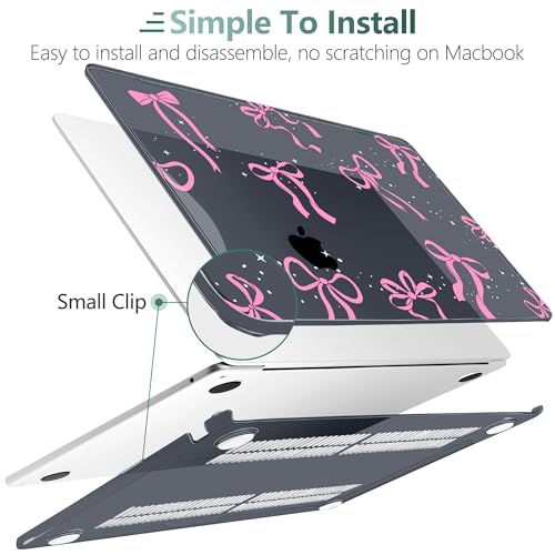 DONGKE for MacBook Air 13 Inch Case M5 2026 M4 2025 M3 M2 2024-2022 A3449 A3240 A3113 A2681, Plastic Hard Shell & Keyboard Cover & Screen Film for MacBook Air 13.6 Inch Case - Bows & Stars - color: Bows & Stars