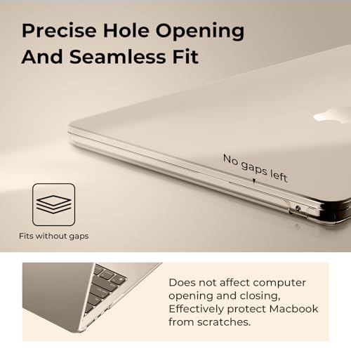EooCoo Case Compatible with MacBook Air 15 inch 2024 2023 Release M3 A3114 M2 A2941 Liquid Retina Display, Plastic Hard Shell Case + Keyboard Cover + Screen Protector, Crystal Starlight | Easy to Install, Sturdy, Plastic Hard Shell Case & Keyboard Cover &