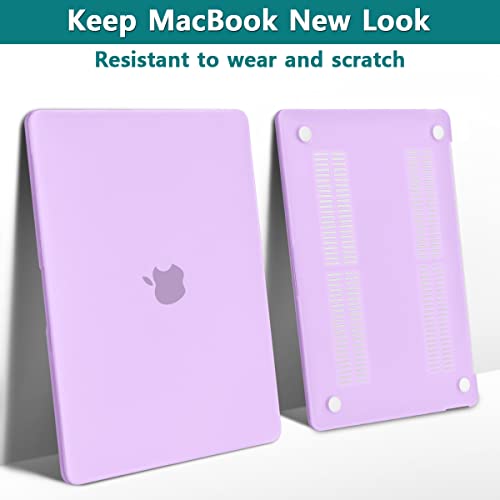 Teryeefi Compatible with MacBook Air 13.6 inch M2 M3 M4 M5 Case 2022-20252026 Model A2681/A3113/A3240/A3449, Laptop Hard Shell Case & Keyboard Cover & USB 3.0 Adapter, Frosted Purple - color: Frosted Purple