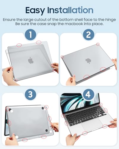 Fintie Case for MacBook Air 13 inch A3449/A3240/A3113/A2681 2022-2026 | M2/M3/M4/M5, Snap On Hard Shell, Full Port Access, Easy On/Off, Lightweight, Frost Clear - color: Glittering Clear