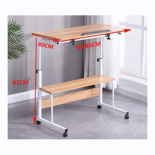 Overbed Table Wheels The Sofa Overbed Table Laptop Table Rolling Laptop Table Lap Desk For Laptop Rolling Cart Tilting Overbed Table Adjustable Laptop Stand Sofa (Black Walnut Color 80 * 40 (Warm Whit - color: Warm White 80*40*87cm