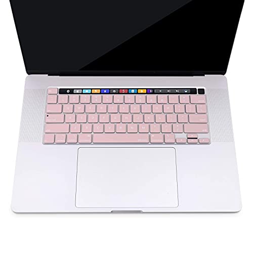 MOSISO Keyboard Cover Compatible with MacBook Pro 13 inch M2 M1 | 2023-2020 A2338 A2289 A2251&Compatible with MacBook Pro 16 2020 2019 A2141 Touch ID, Protective Silicone Skin, Rose Quartz - color: Rose Quartz