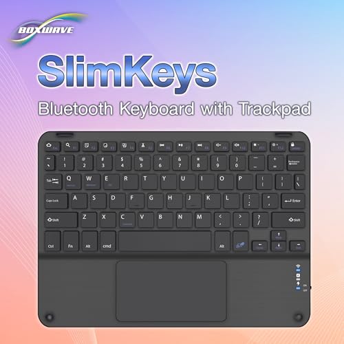 BoxWave Keyboard Compatible with Doogee S200 Max - SlimKeys Bluetooth Keyboard with Trackpad, Portable Slim TouchPad - Jet Black