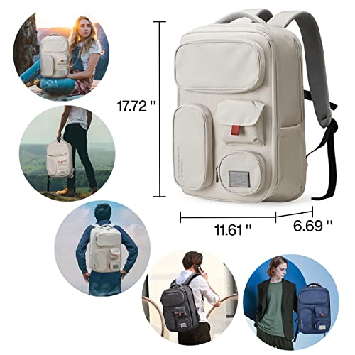 mixi Travel Backpack for Women & Men 15.6'' Laptop Carry On Weekender Bag Outdoor Hiking with Multifunction Pockets 180° Open Water Resistant 18 Inch 22L, Moonlight White - color: Moonlight White