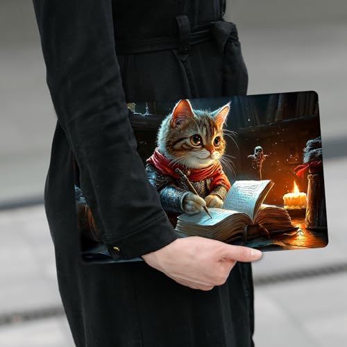 Laptop Skin Sticker Decal 12" 13" 13.3" 14" 15" 15.6",Waterproof Scratch Resistant Vinyl,Reusable Easy to Apply,for MacBook HP Dell Notebooks Netbooks Laptop,2 Wrist Pads,Book Cute Cat - color: Book Cute Cat