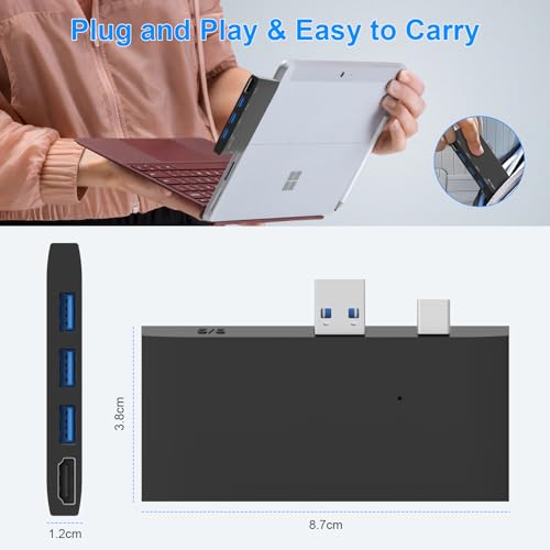 Surface Pro 6/Pro 5/Pro 4 Docking Station USB Hub with HDMI - Surface Pro 4/5/6 Accessories dongle SD Micro Card Memory Card Readers Dock, Surface Pro 4K HDMI Adapter with 1 x USB3.0 + 2 x USB2.0 Port - style: For Surface Pro 4/5/6