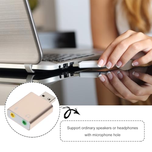 DOITOOL Channel USB External Sound Card Adapter with Aluminum Shell Multi-Channel Stereo Audio Converter for Laptop Desktop Aux to USB Audio Interface with Headphone and Random Color