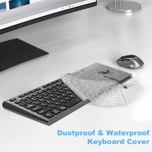 Rechargeable Wireless Keyboard and Mouse, with Number Pad Grey | Quiet Silent, Slim Thin Flat Low Profile Soft Key, USB C, with Skin Cover, Ergonomic Mouse, for Mac Windows PC, Home Office - color: Black Grey