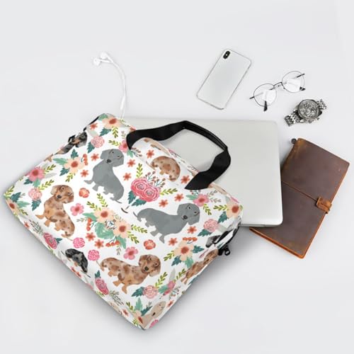 Dachshund Print Laptop Case 15.6 inch Computer Bag | Waterproof Laptop Briefcase Laptop Bag for Women & Men - color: Dachshund
