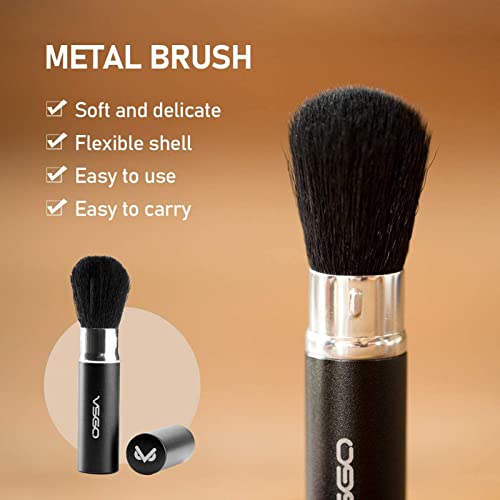 VSGO Professional Lens Cleaning Kit with Air Blower Folding Pouch Microfiber Lens Cloth Wet Wipes Lens Cleaner Metal Brush Cotton Swab Compatible for Optical Camera Lens Phone Laptop Cleaning(VS-A2E)