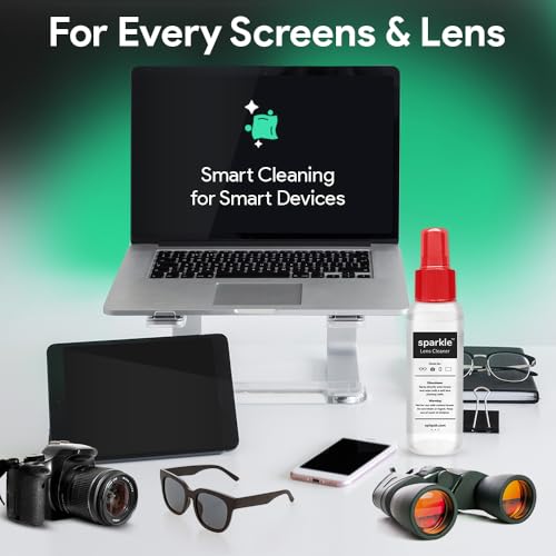 Sparkle Anti-Reflective Lens Cleaner Spray kit | (2) 1oz Glasses Cleaner Spray + (2) Microfiber Cloth for Eyeglasses, Sunglasses, Lenses, Screens and Camera Cleaning Kit (4 Piece Set) - size: 1 Fl Oz (Pack of 2), style: Red | 2x1oz Lens Spray + 2 Microfib