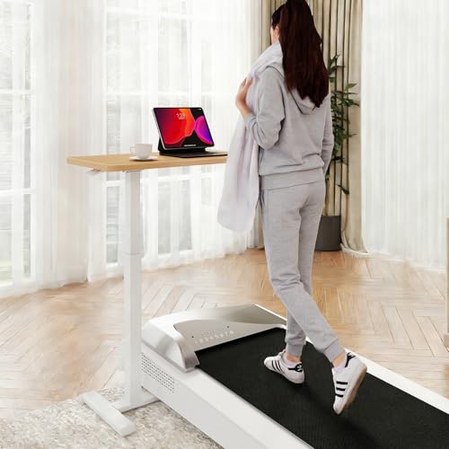 ROMOON Overbed Table with Wheels, Height Adjustable Hospital Bedside Table | Mobile Standing Desk & Rolling Laptop Cart for Home Office, Bed, Couch, Small Spaces, 27.6" W x 15.7" D, Natural Oak - color: Natural Oak