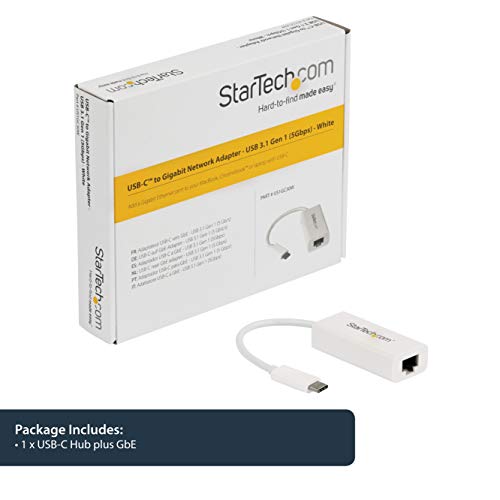 StarTech USB-C to Gigabit Ethernet Adapter, RJ45 LAN Network Converter | Thunderbolt 3 / 4 Compatible, Windows & Mac, White, US1GC30W - color: White, size: 1Gbps, style: USB-C