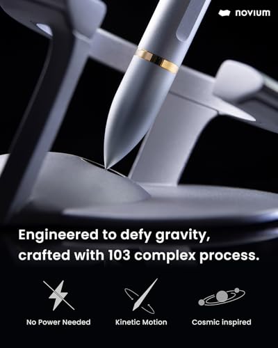 novium Hoverpen Interstellar - Luxury Pen Made With Aerospace Alloys | Unique Aesthetic, Free Spinning Executive Pen, Desk Decor (Starlight Silver, 18K-Gold) - color: Starlight Silver, style: 18K Gold-Plated