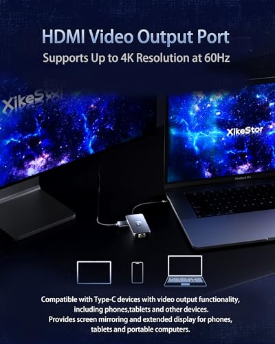 7 in 1 USB C Docking Station 2.5G Ethernet 4K60Hz HDMI | 4K@60Hz HDMI, dual USB 3.2 10Gbps, 100W PD, SD/TF reader, USB-C hub for MacBook Pro, Windows laptop, iPad, phone
