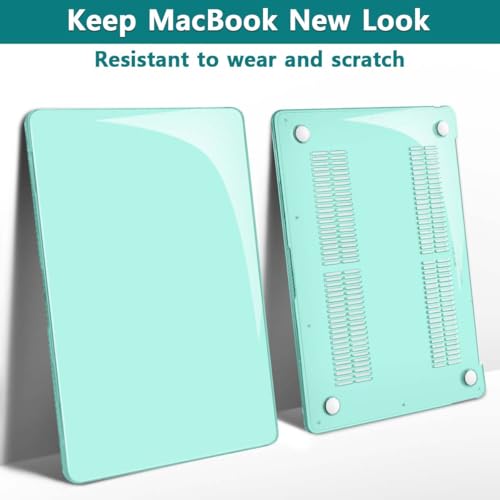 Teryeefi MacBook Air 13.6 Inch Case 2022 2023 20242025 Model: A3240/A3113/A2681 with M4 M3 M2 Chip, Laptop Hard Shell Cover with Keyboard Cover & USB 3.0 Adapter, Crystal Green - color: Crystal Green