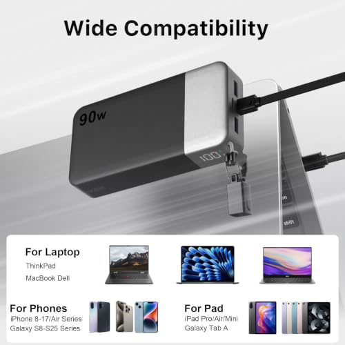NOBIS Power Bank 90W 20000mAh Laptop Portable Charger - color: Black