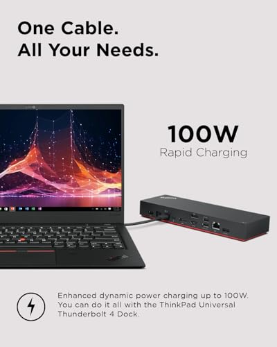Lenovo ThinkPad Universal Thunderbolt 4 Dock | 4 Displays | 100W Charge | Thunderbolt 4 connectivity Supports up to four 4K displays 100W dynamic power delivery 11 multi-functional ports