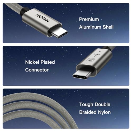 MALOM USB 3.2 Gen 2, 240W, USB C to USB C Cable,Fast Charging for MacBook Pro/Air,iPad Pro,iPhone 15 Pro Max,Galaxy S24/S23, Steam Deck, 20Gbps Data Transfer,4K Video Output (Titanium Gold, 9.9FT) - color: Titanium Gold, size: 9.9FT