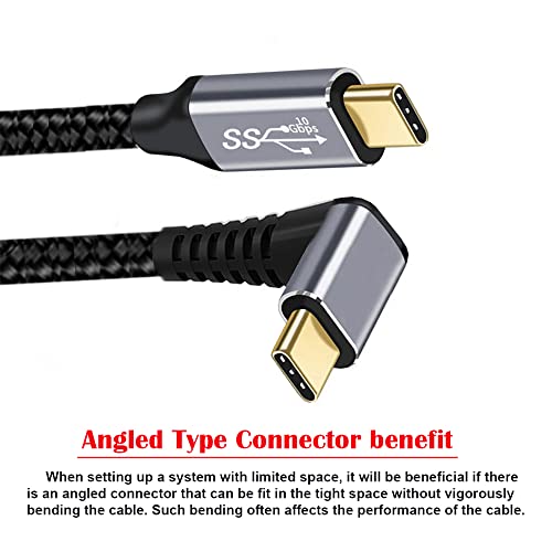 cablecc Type-C USB-C Male 90 Degree Up Down Angled to Male USB3.1 10Gbps 100W Data Cable for Laptop Phone (300cm) - style: UP Angled-300CM
