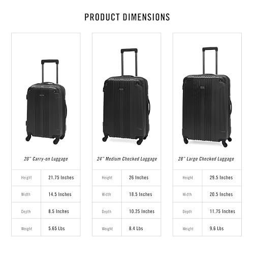 Kenneth Cole REACTION Out of Bounds Lightweight Hardshell 4-Wheel Spinner Luggage, Charcoal, 2-Piece Set (20" & 28") - color: Charcoal, size: 2-Piece Set (20" & 28")
