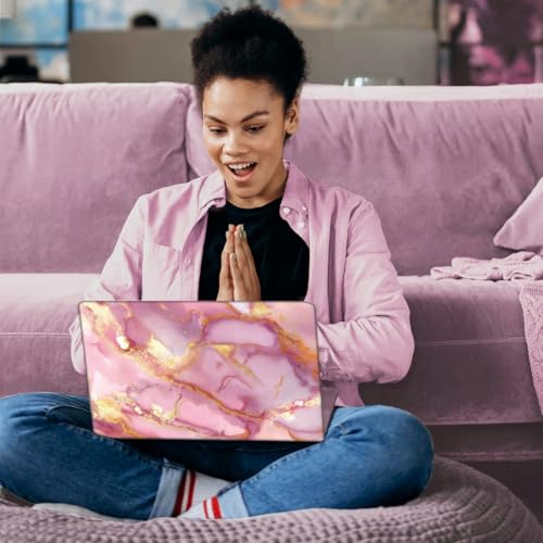 SUPERDANT Laptop Skin Sticker Pink Gold Marble Laptop Decals Personalized Universal Notebook Computer Wrap Vinyl Skin Stickers Cover Art Decal Removable 12-15.6 Inch Waterproof Scratch-Resistant Gift - style: Pink Gold Marble Pattern