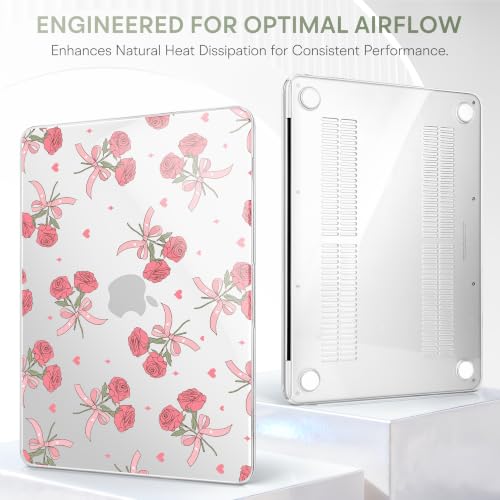 Compatible with MacBook Neo 13 inch (2026 Release A3404) (A18 Pro) with Liquid Retina Display, Printed Slim Protective Case with Screen Protector & Keybaord Cover, Rose Bows - color: Rose Bows