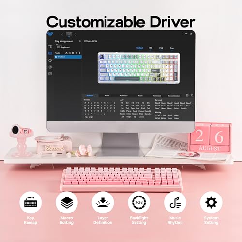 MechLands Aula F99 96% Wireless Gaming Keyboard, 8000mAh Battery, Creamy Gasket Mechanical Keyboard, BT/2.4GHz/USB-C, Hot-Swappable, Pre-lubed Linear Switch, Programmable RGB, Win/Mac (Pink Gradient)