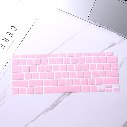 Batianda Ultra Thin Silicone Keyboard Cover for New MacBook Air 13 Inch 2020 2021 M1 Chip Model A2337 (with Touch ID & Retina Display) Waterproof and Dustproof Durable Laptop Protector, Light Pink - color: Light Pink