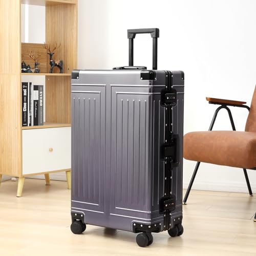All Aluminum Magnesium Carry On Luggage,Cut from Whole Aluminum Sheet,22x14x9 Airline Approved ,(3rd Generation,Premium Magnesium Metal zipperless suitcase ) (grey, 28inch) - color: grey, size: 28 inch