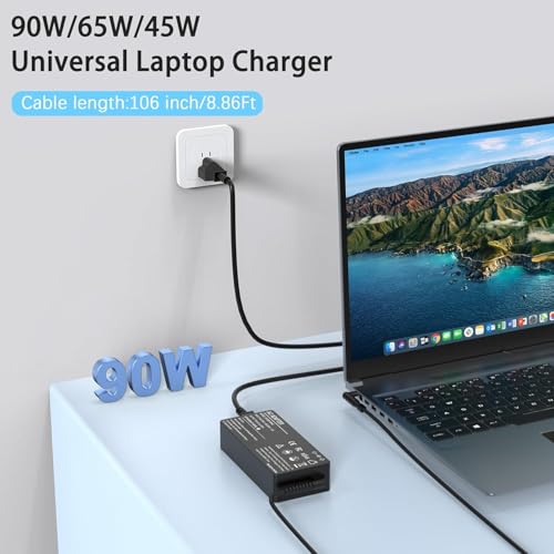 BAJ 90W Universal Laptop Charger Compatible with HP Dell Len OVO ASUS So ny Toshiba Acer Fujitsu ThinkPad Pavilion Latitude Ultrabook Notebook Chromebook Spectre Power Adapter with 16 Tips | Compatible with HP Dell Lenovo ASUS Sony Toshiba Acer Fujitsu