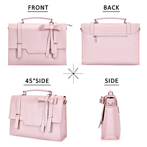 ECOSUSI Laptop Messenger Bag Women Briefcase 15.6 inch Laptop Satchel Handbags - color: Pink