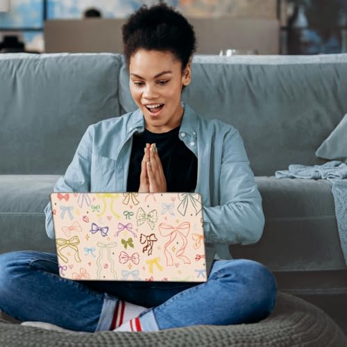 SUPERDANT 3Pcs Lovely Bowknot Laptop Skin 14.9x10.6in Cute Bow Trimmable Removable PVC Decal Wrap Sticker Cover for 12 13 14 15 15.6 Inch Notebook Art Protector for Girls - style: Lovely Bowknots