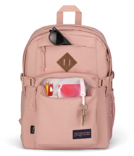 JanSport Main Campus FX Backpack - Travel or Work Bag w 15-Inch Laptop Pack with Leather Trim, Misty Rose - color: Misty Rose