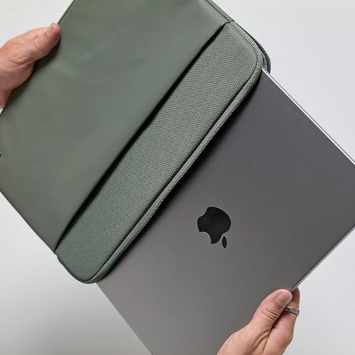 Incase A.R.C. Laptop Sleeve 14 Inch – MacBook Case with Faux Fur Lining, External Pocket – Fits MacBook Pro Air Lenovo Dell HP – Laptop Cover, Computer Case - Travel, Work, College - Smoked Ivy - color: Smoked Ivy