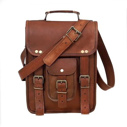 Vintage Genuine Leather iPad/Tablet/tab/Kindle Satchel Cross Body Shoulder Messenger Bag - size: 17" width x 12" height x 4" depth