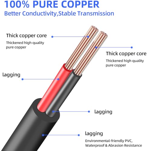 DC5.5x2.1mm 12V Male to Male Cable 18AWG Male to Male Extension Cable 12V Emergency Power 5521 Connector(1ft-2pcs)