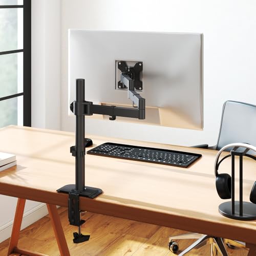 suptek Single Monitor Arm, Universal 3 Tier Arm Fully Adjustable Pole Mount Bracket Monitor Mounting for 13 to 27 inch Screen, Weight up to 22lbs, Mounting Holes 75x75mm to 100x100mm,Black - size: 3 Tier Monitor Arm