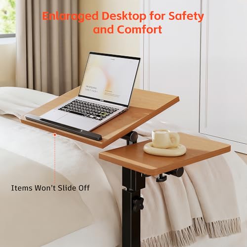Furist Mobile Adjustable Height Laptop Stand PC Computer Portable Notebook Swivel Laptop Desk Rolling Table Desk Cart Tiltable with Wheels Casters& Mouse Pad Table,Natural - color: Natural